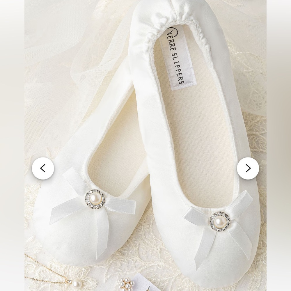 White Satin Bridal Ballet Slippers with Bow
